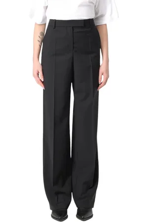 HUGO BOSS Bukser, Dame, Sort, XL, Uld, Straight Leg Uldbukser
