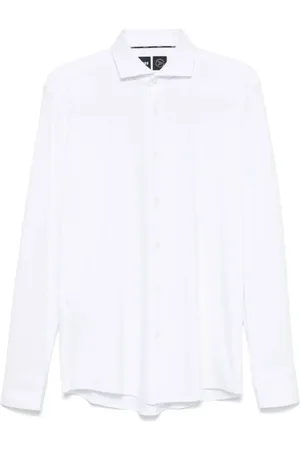 HUGO BOSS Skjorte, Herre, Hvid, M, Slim-fit skjorte i struktureret performance-stretch jersey