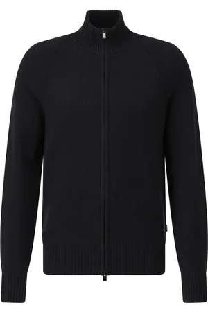 HUGO BOSS Strik, Herre, Sort, 2XL, Cashmere, Cashmere Zip-Up Cardigan