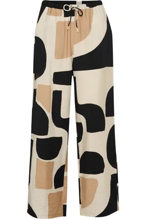 INWEAR Bukser, Dame, Flerfarvet, M, Uld, Neutral Soft Blocks Wide Leg Pants