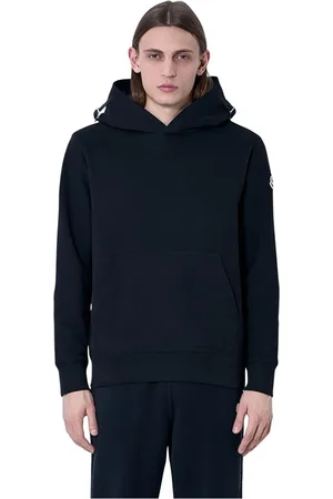 Moncler Sweathshirts & Hoodies, Herre, Sort, XL, Bomuld, Logo Patch Hættetrøje