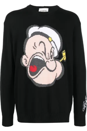 Iceberg Strik, Herre, Sort, XL, Bomuld, Rundhalset sweater