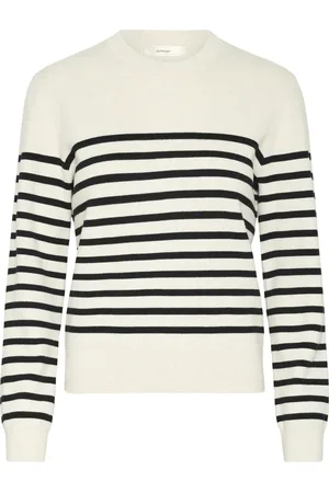 INWEAR Strik, Dame, , L, Bomuld, Strikket pullover sweater med sorte striber