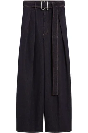 Sportmax Bukser, Dame, Blå, XS, Denim, Højtaljede brede ben denim bukser