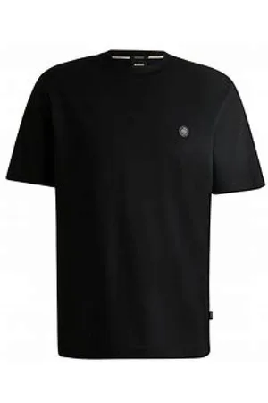 HUGO BOSS Top, Herre, Sort, M, Bomuld, Bomuld Logo Sort T-shirt Merceriseret