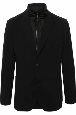HUGO BOSS Jakke, Herre, Sort, L, Uld, Sort Blazer med Knaplukning