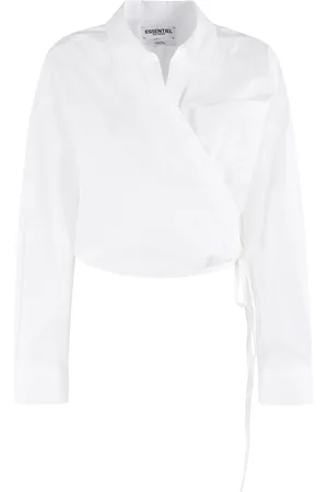 Essentiel Antwerp Bluser & Skjorter, Dame, Hvid, 2XS, Bomuld, Hvid Wrap Skjorte med V-udskæring