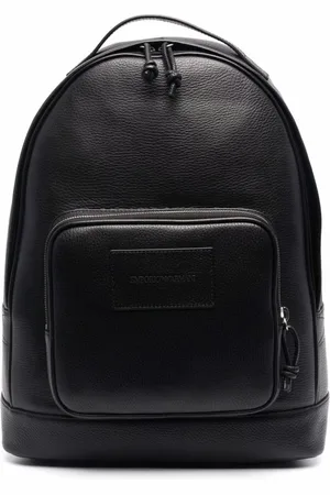 Emporio Armani Taske, Herre, Sort, ONE SIZE, Uld, Stilfuld Nero Læder Rygsæk til Mænd