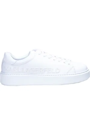 Karl Lagerfeld Sko, Herre, Hvid, 42 EU, Læder, Hvide Lace-Up Sneakers Maxi Cup