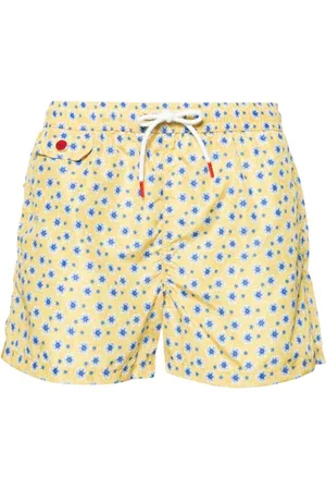 Kiton Badetøj, Herre, Gul, S, Uld, Blomstrede badeshorts