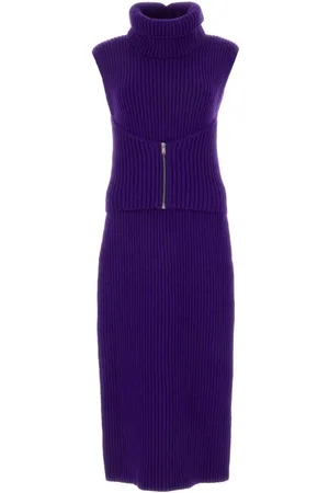 Jil Sander Kjole, Dame, Lilla, S, Uld, Lilla Strikkjole Blend