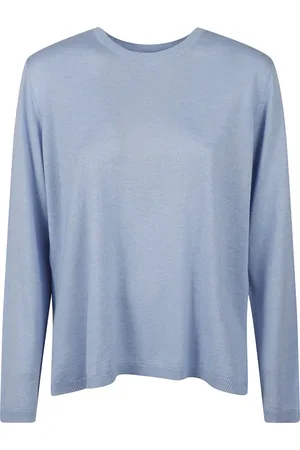 KANGRA CASHMERE Strik, Dame, Blå, L, Cashmere, Lysblå Silke Cashmere Sweater
