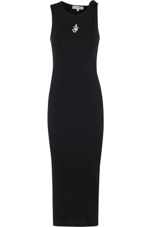 J.W.Anderson Kjole, Dame, Sort, XS, Bomuld, Anchor Embroidery Twisted Strap Kjole