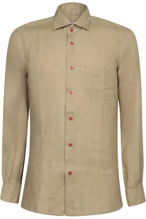 Kiton Skjorte, Herre, Brun, 3XL, Bomuld, Hvide Skjorter