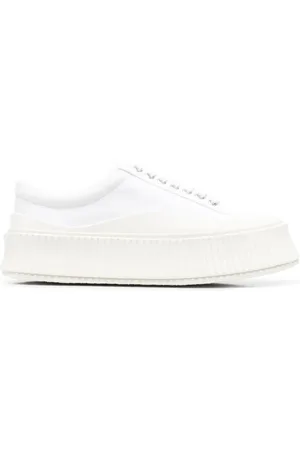 Jil Sander Sko, Dame, Hvid, 39 EU, Bomuld, Rundsnudede Low-Top Sneakers