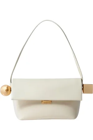 Jacquemus Taske, Dame, Hvid, ONE SIZE, Uld, Geometrisk Skuldertaske med Forskellig Hardware
