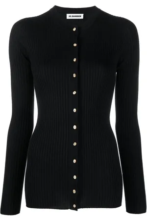Jil Sander Strik, Dame, Sort, S, Uld, Stilfuld Cardigan