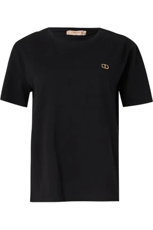 Twin-Set Top, Dame, Sort, M, Bomuld, Kortærmet Logo T-Shirt