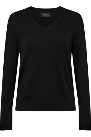 Liberté Strik, Dame, Sort, XL, Uld, Sort V-hals Pullover Sweater