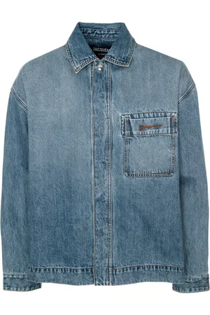 Jacquemus Jakke, Herre, Blå, L, Denim, Denim Kent Collar Skjorte