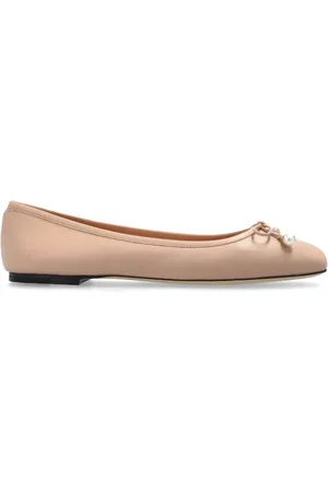 Jimmy Choo Sko, Dame, Lyserød, 37 1/2 EU, Læder, Læder Ballerina Sko ‘Elme’