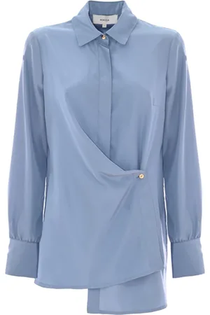Kocca Bluser & Skjorter, Dame, Blå, M, Asymmetrisk Design Langærmet Skjorte