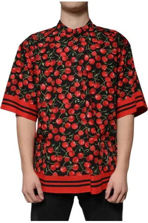 Dolce & Gabbana Skjorte, Herre, Flerfarvet, 2XL, Bomuld, Kirsebærprint Button-Down Casual Skjorte