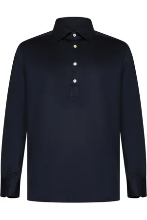 Kiton Top, Herre, Blå, XL, Bomuld, Blå bomulds polo shirt