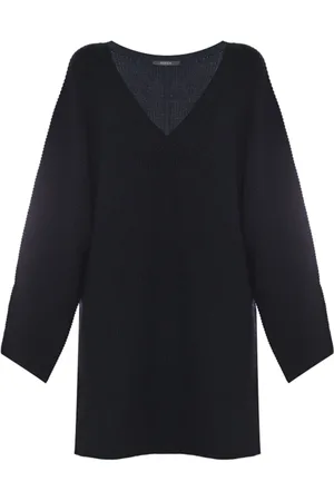 Kocca Kjole, Dame, Sort, M, Cozy V-Neck Strikkjole