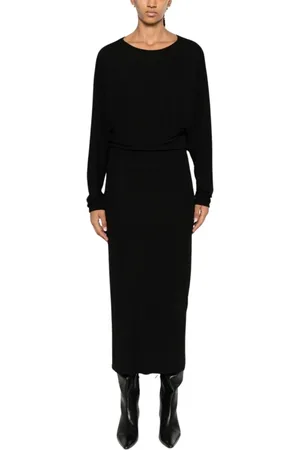 Khaite Kjole, Dame, Sort, XS, V-Back Draperet Maxi Kjole