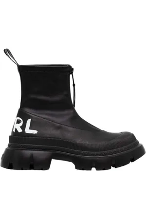 Karl Lagerfeld Sko, Dame, Sort, 36 EU, Læder, Stretch Midi Støvle Kl43560