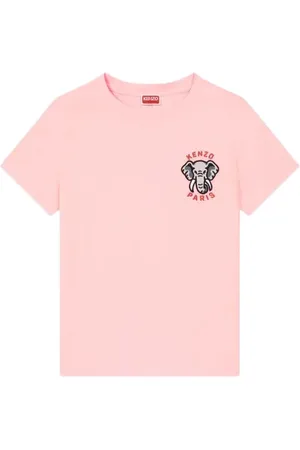 Kenzo Top, Dame, Lyserød, L, Bomuld, Elephant Crest T-Shirt