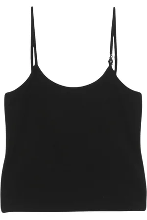 Patrizia Pepe Top, Dame, Sort, S, Bomuld, Sort Top med Scoop Neck og Spaghettistropper