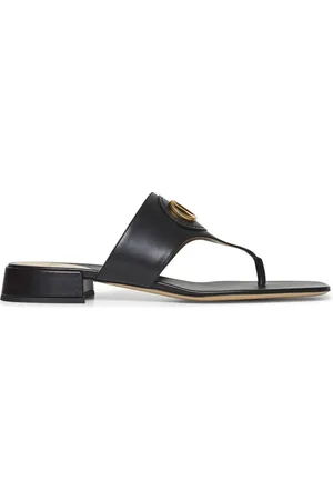 VALENTINO GARAVANI Sko, Dame, Sort, 38 EU, Læder, Sort læder flip-flops
