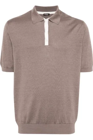Kiton Strik, Herre, Brun, XL, Bomuld, Silke-bomulds Polo Shirt