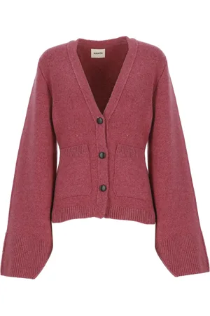 Khaite Strik, Dame, Lyserød, S, Uld, Fuchsia Strikket Cardigan med V-udskæring