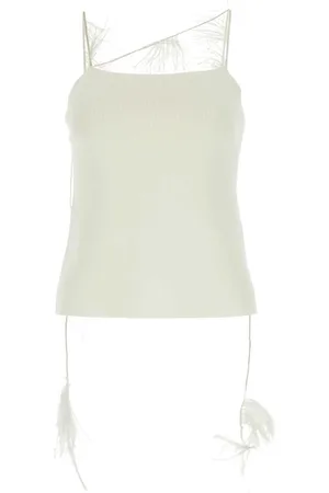 Jil Sander Top, Dame, Hvid, XS, Polyester, Elfenbensfarvet Viscose Blend Ærmeløs Top