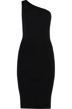 YVES SALOMON Kjole, Dame, Sort, 2XS, Uld, Ribstrikket One Shoulder Kjole