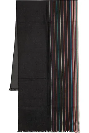 Paul Smith Tilbehør, Herre, Sort, ONE SIZE, Uld, Sort uldtørklæde med stribe detaljer
