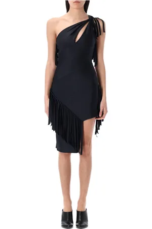 COPERNI Kjole, Dame, Sort, S, Uld, Sort Asymmetrisk Frynset Minikjole