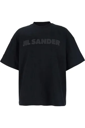 Jil Sander Top, Herre, Sort, S, Bomuld, Logo Print Crewneck T-shirt