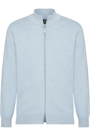 Boggi Milano Strik, Herre, Blå, 3XL, Bomuld, Bomuld Fuld lynlås Sweater 12gg