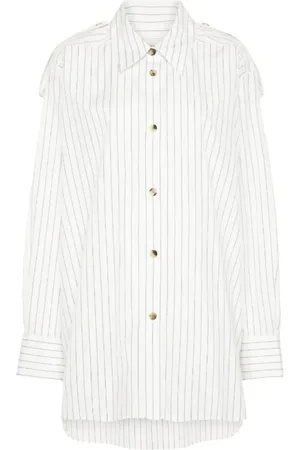 Khaite Bluser & Skjorter, Dame, Hvid, S, Bomuld, Vertical Stribet Poplin Skjorte