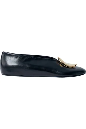 Jil Sander Sko, Dame, Sort, 36 EU, Uld, Guldfarvede Ballerina Sko i Læder
