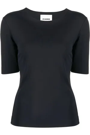 Jil Sander Top, Dame, Blå, 2XS, Crewneck Kortærmet T-shirt