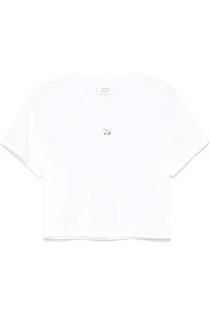 Maison Kitsuné Top, Dame, Hvid, M, Hvid Crew Neck Kortærmet T-shirt