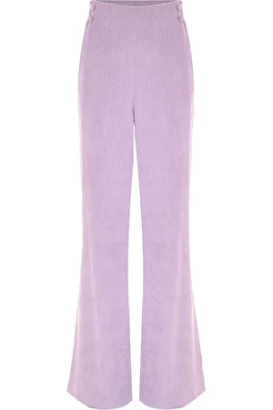 Kocca Bukser, Dame, Lyserød, 2XL, Uld, Flared Corduroy Bukser med Rynket Talje