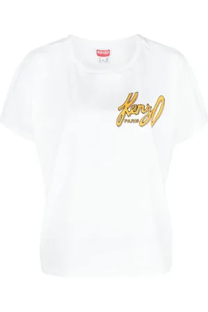 Kenzo Top, Dame, Hvid, XS, Bomuld, Logo-Print Bomulds T-Shirt