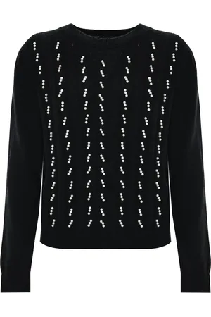 Kocca Strik, Dame, Sort, XS, Uld, Beaded Appliqué Uldblandingstrøje