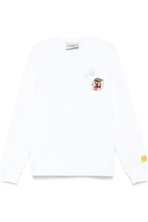 Iceberg Sweathshirts & Hoodies, Herre, Hvid, S, Bomuld, Crew Neck Sweater med Logo Patch